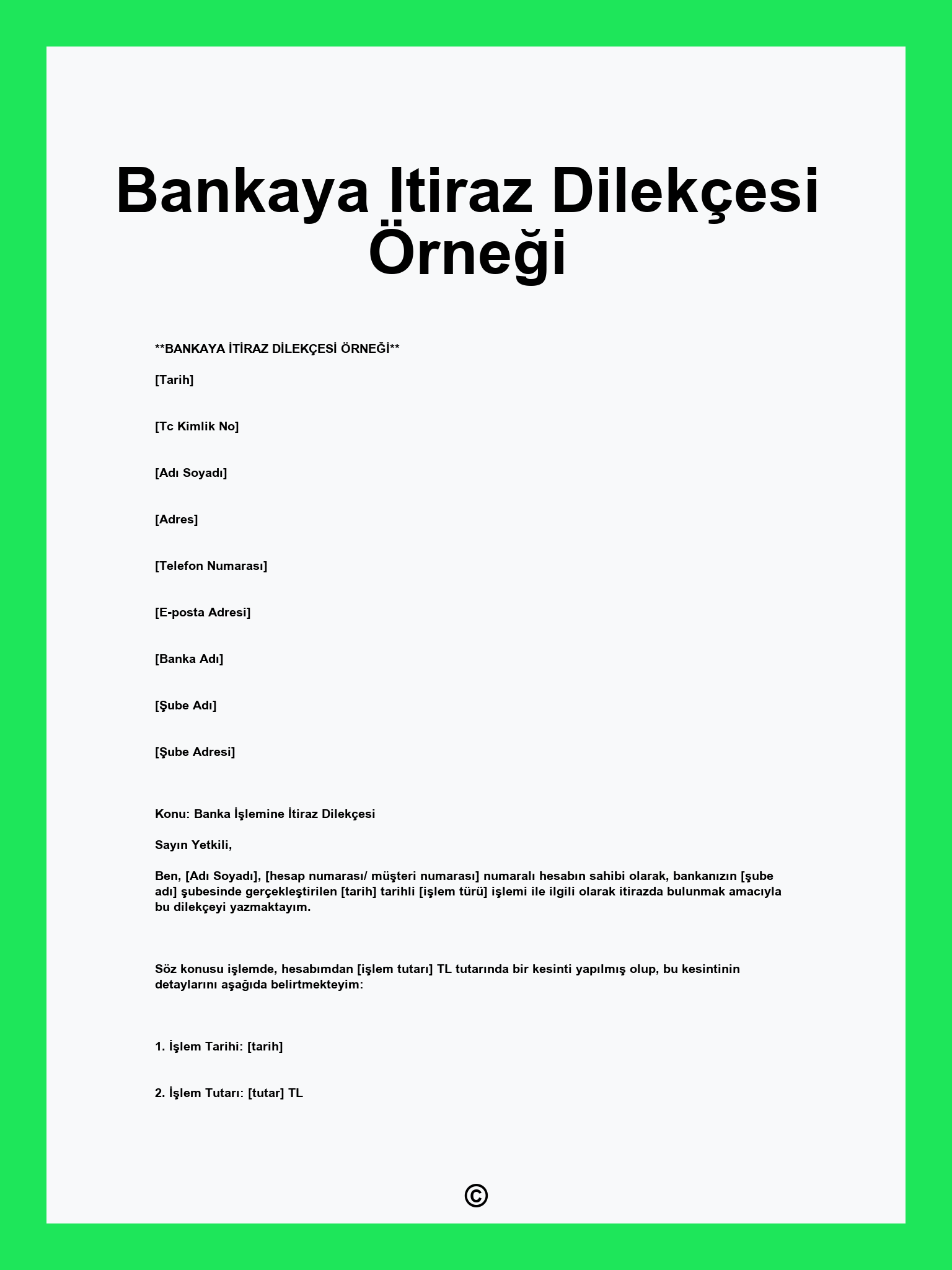 Bankaya Itiraz Dilekçesi Örneği