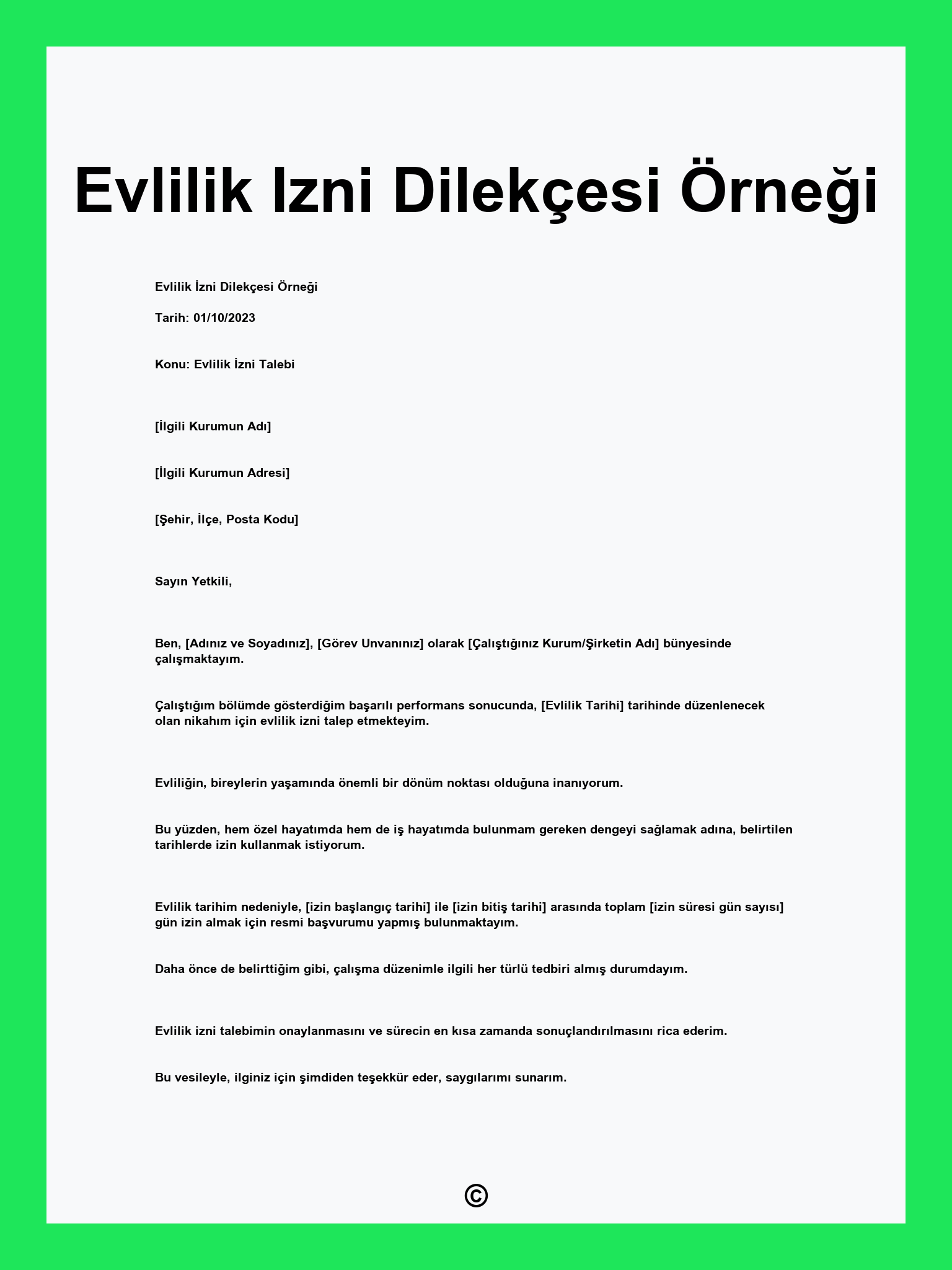 Evlilik Izni Dilekçesi Örneği