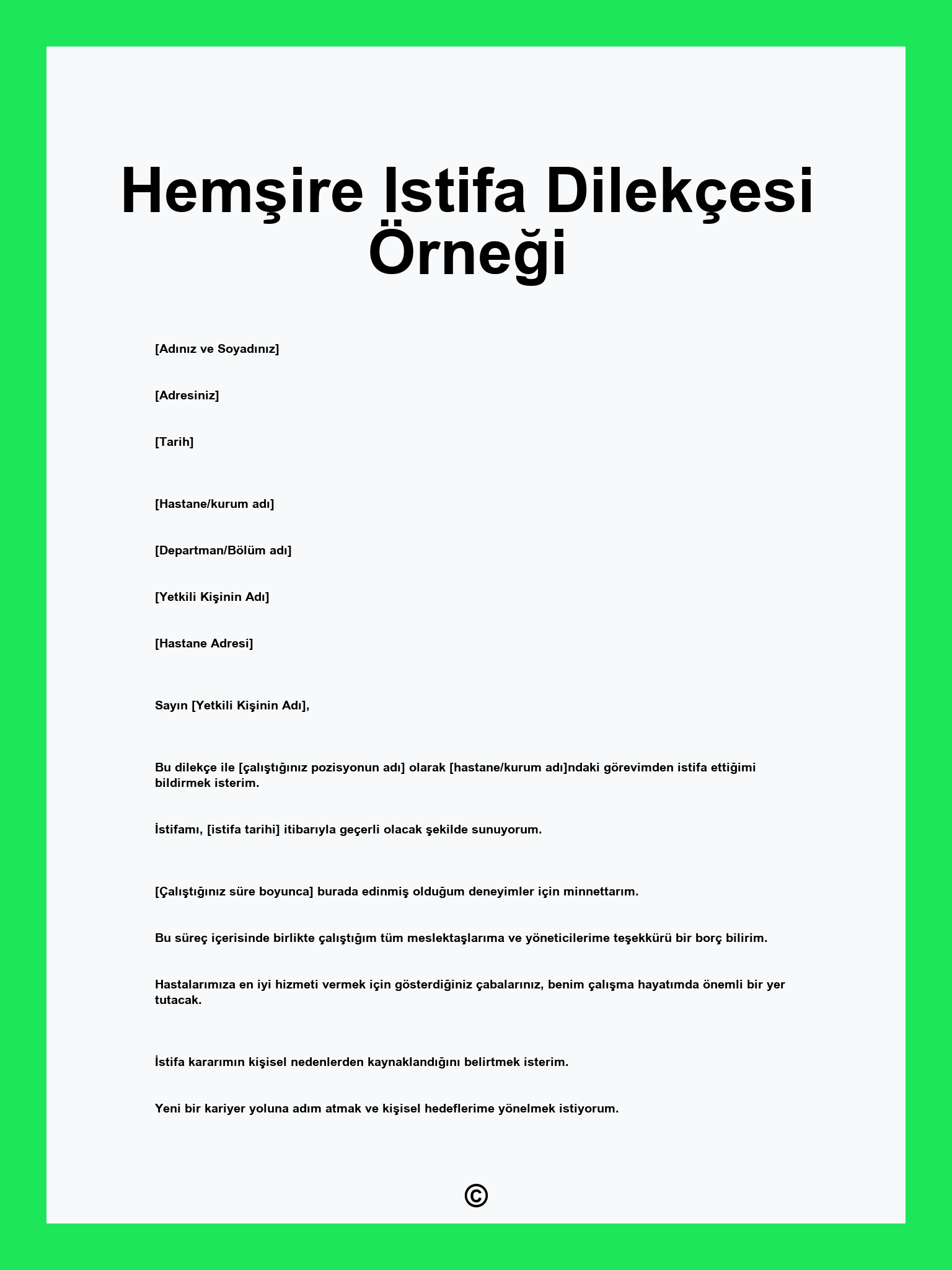 Hemşire Istifa Dilekçesi Örneği