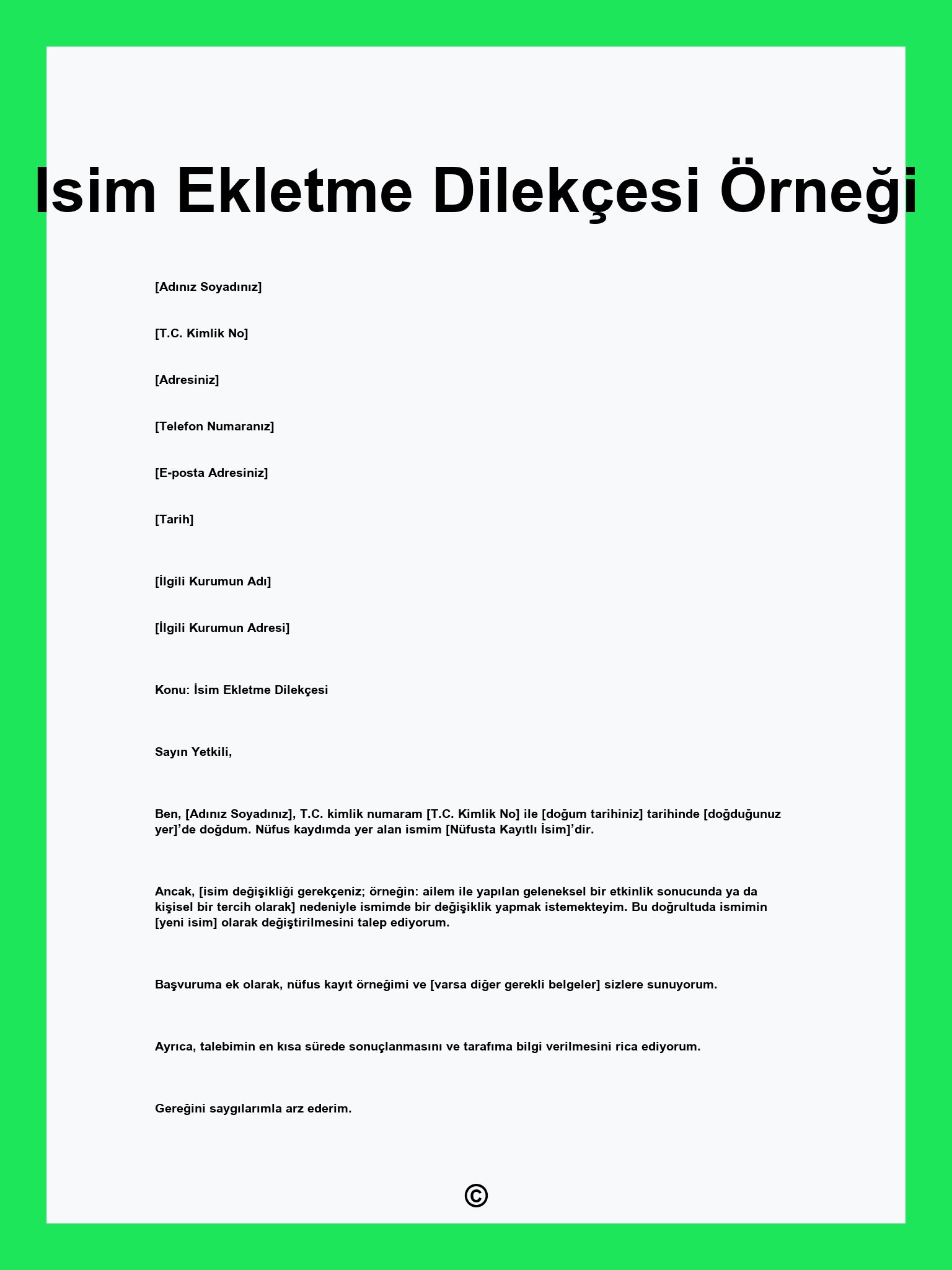 Isim Ekletme Dilekçesi Örneği