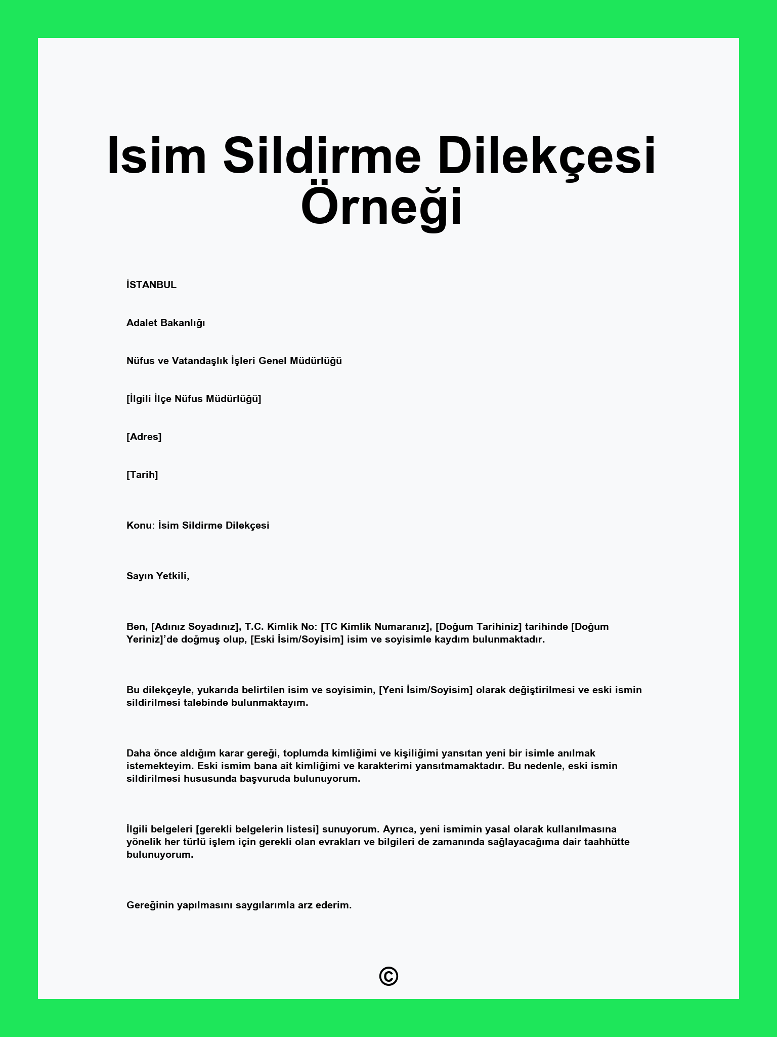 Isim Sildirme Dilekçesi Örneği