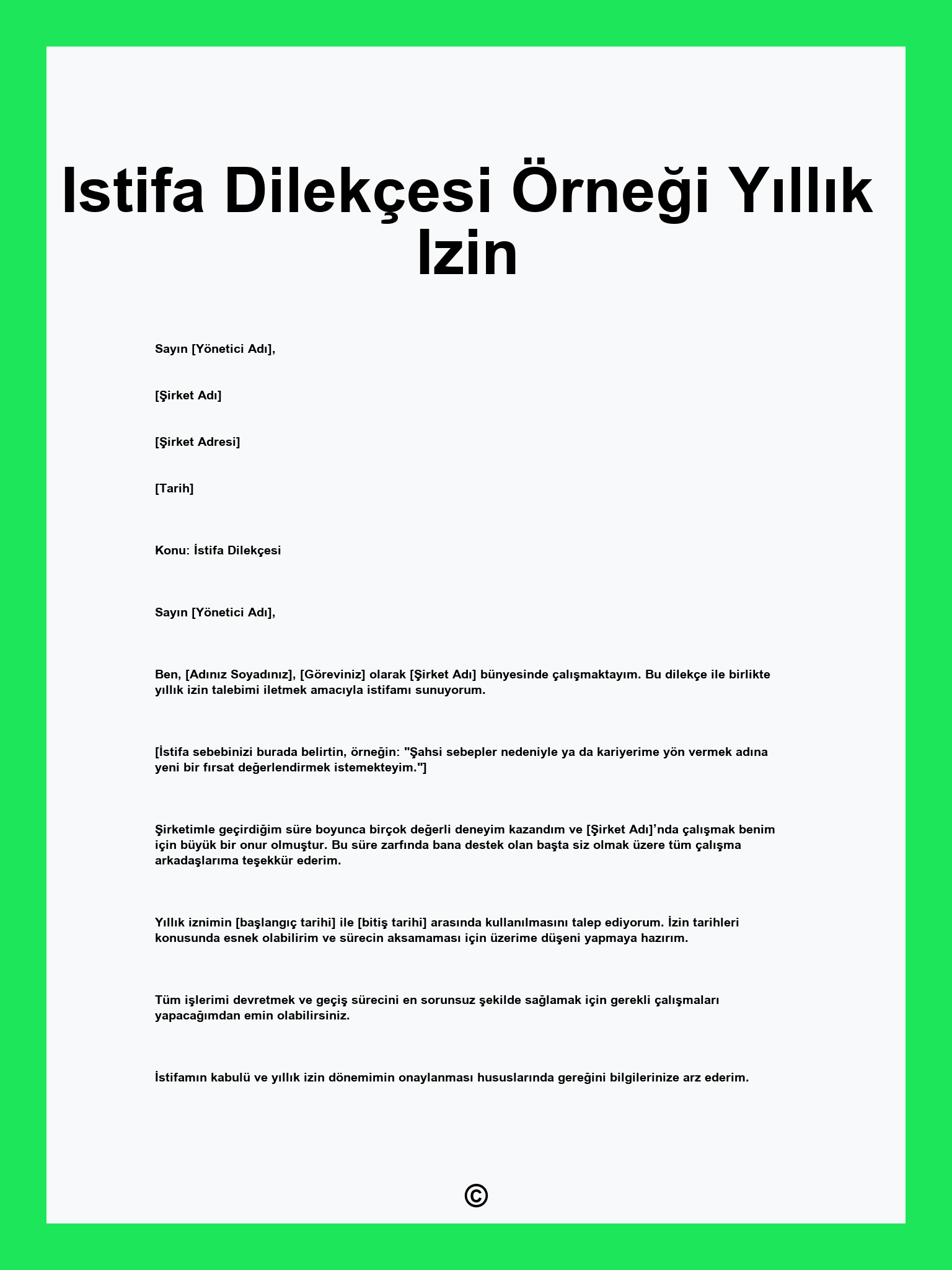 Istifa Dilekçesi Örneği Yıllık Izin