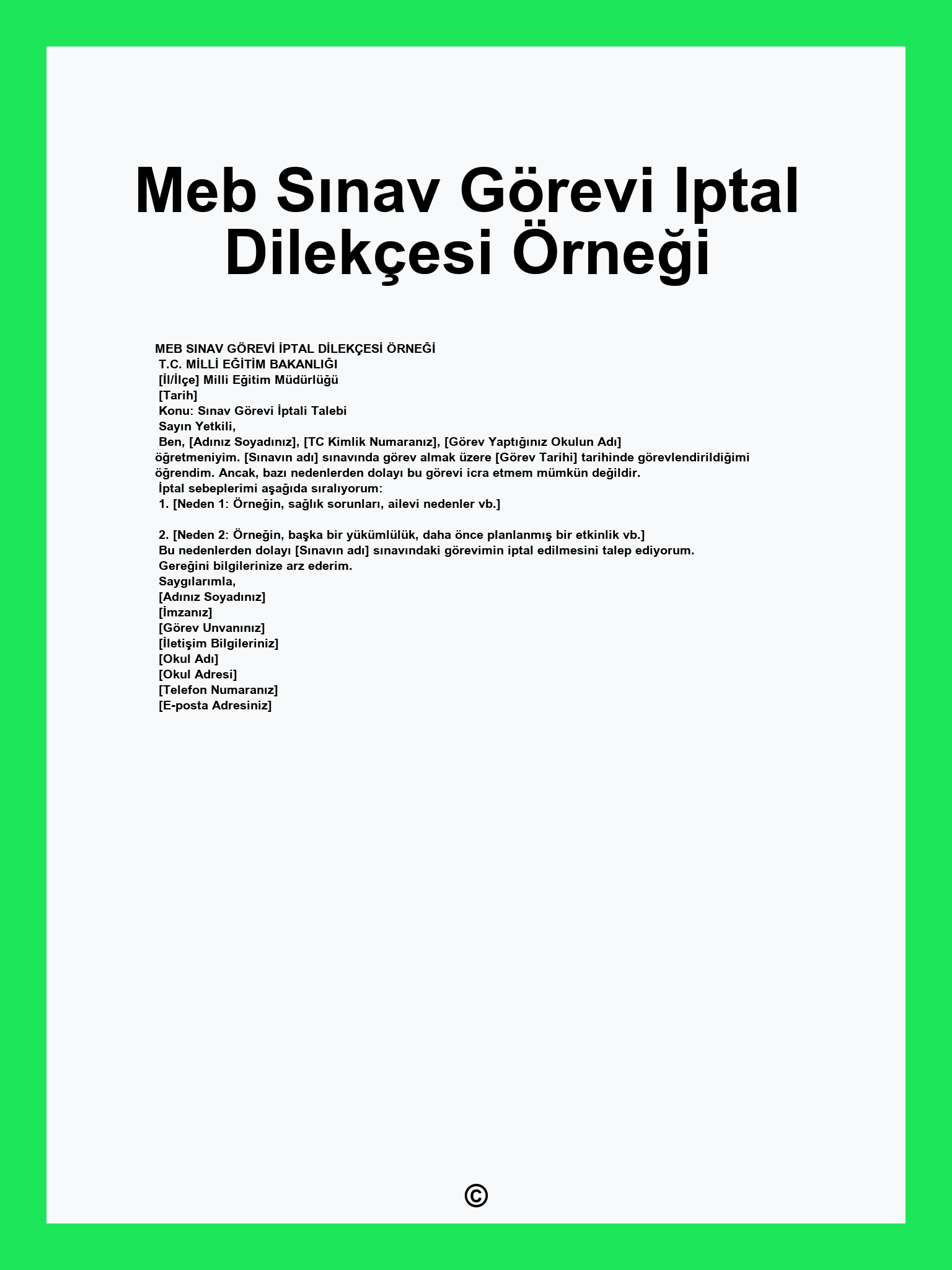 Meb Sınav Görevi Iptal Dilekçesi Örneği
