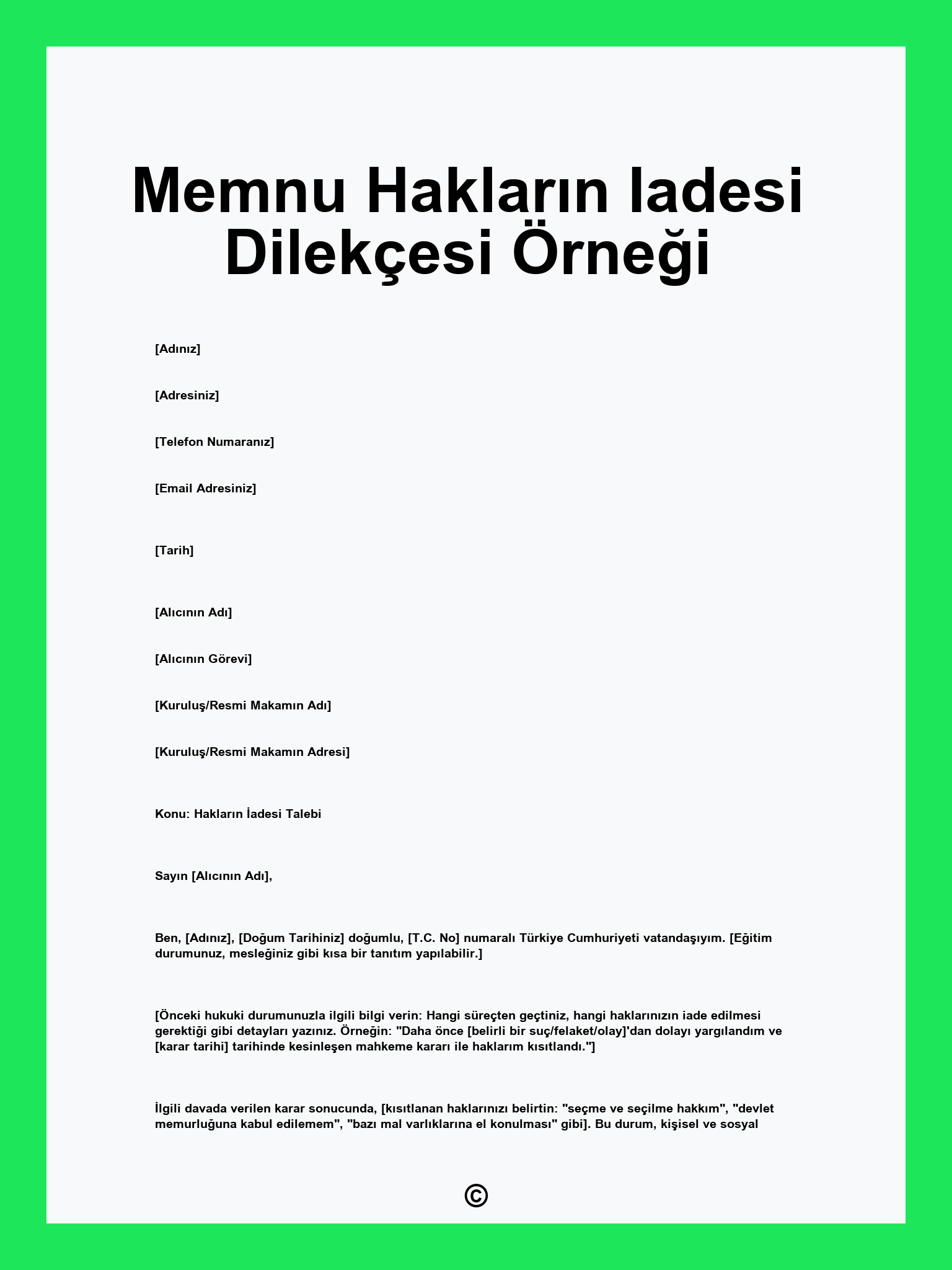 Memnu Hakların Iadesi Dilekçesi Örneği