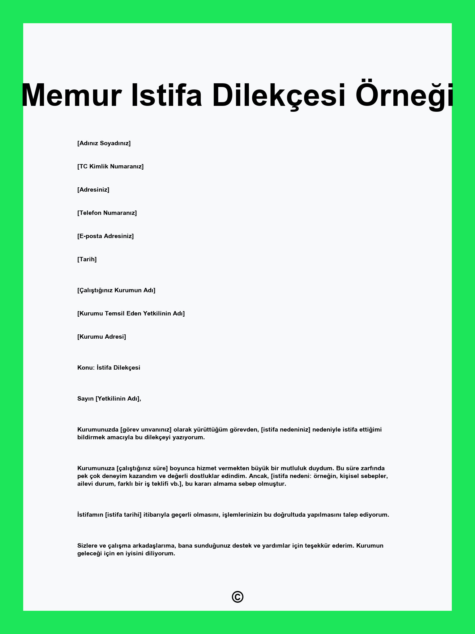 Memur Istifa Dilekçesi Örneği