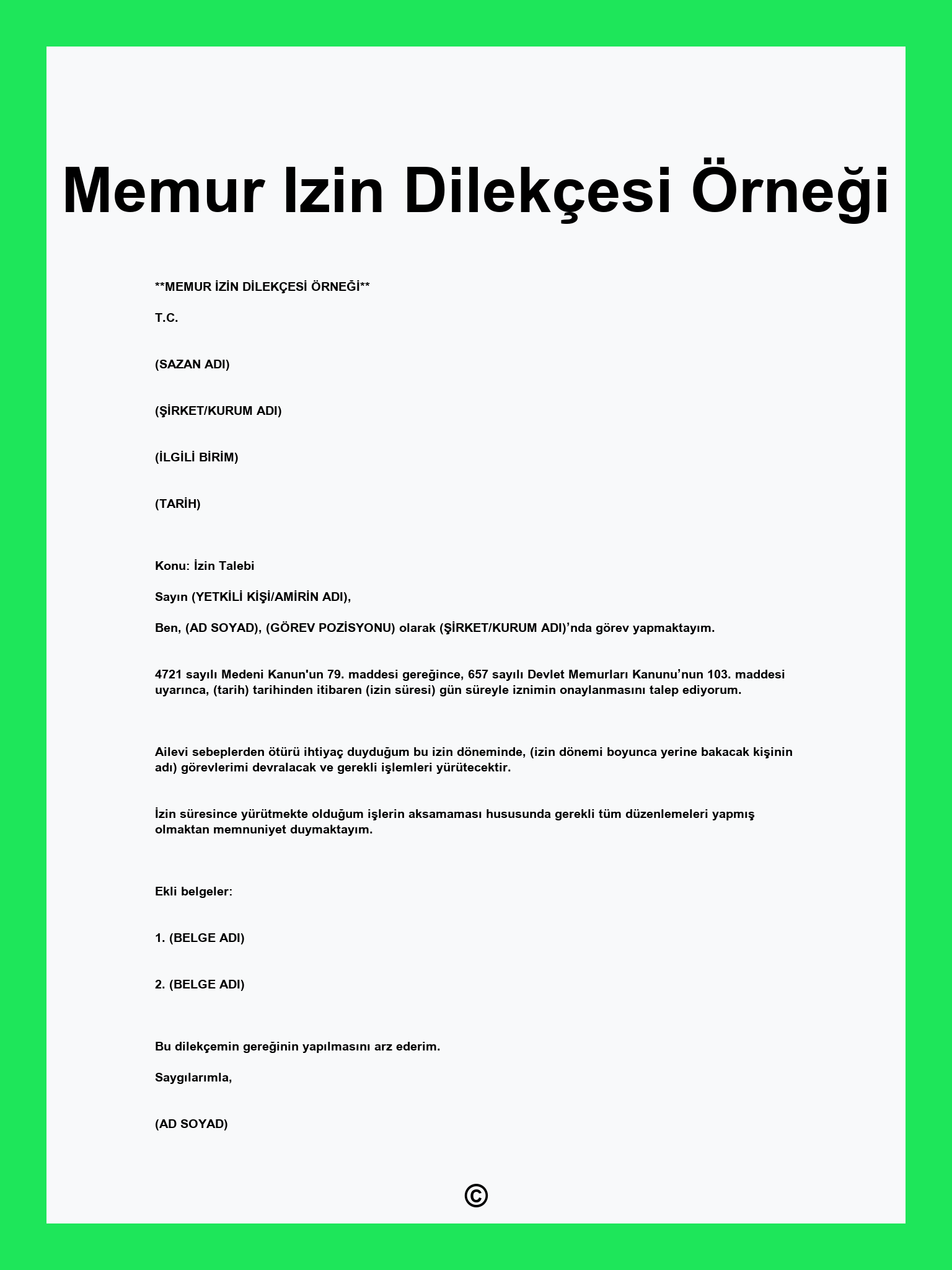 Memur Izin Dilekçesi Örneği