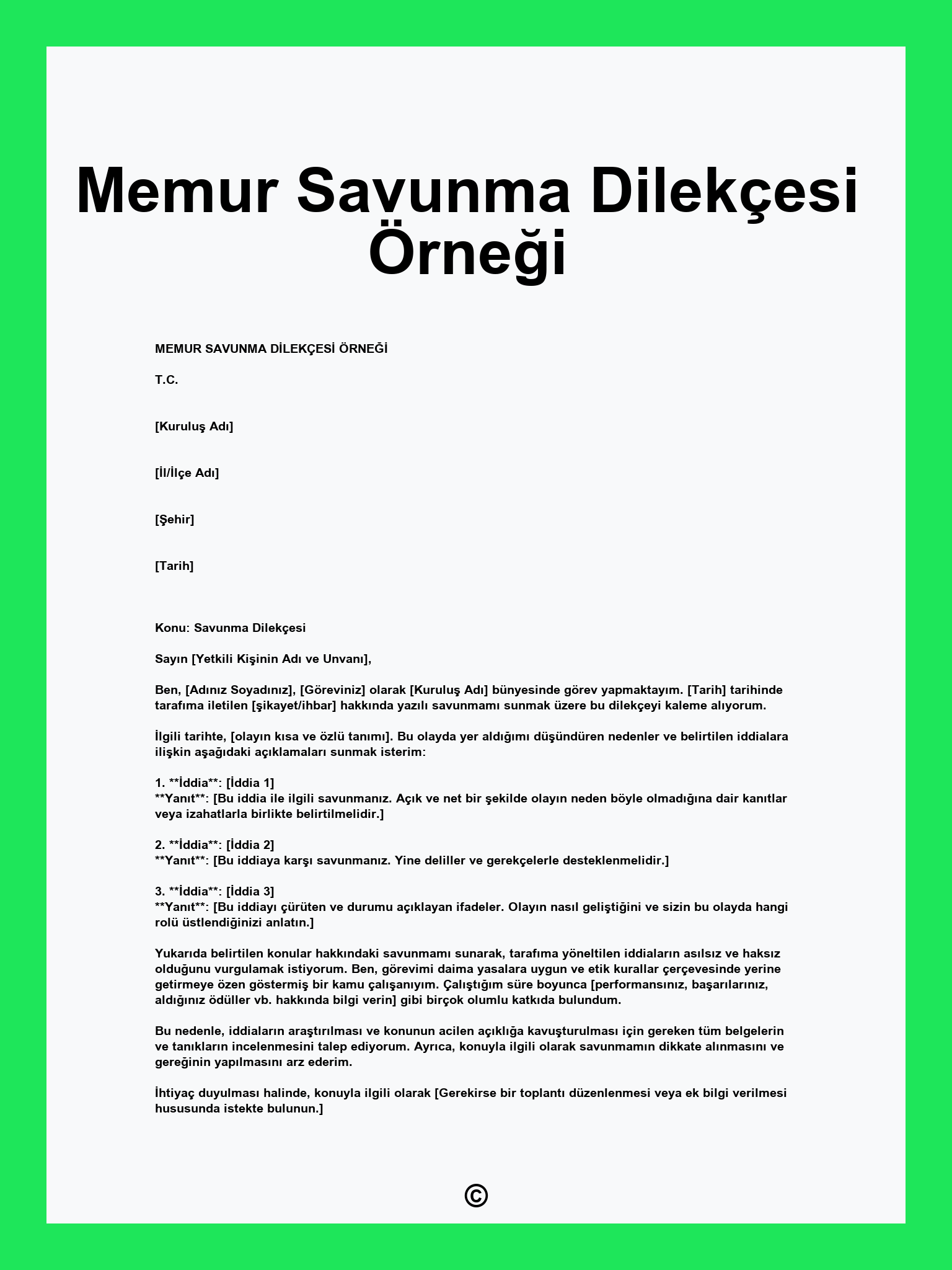 Memur Savunma Dilekçesi Örneği
