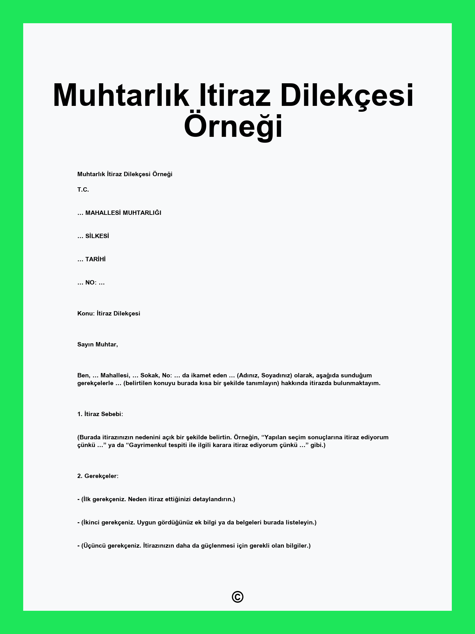 Muhtarlık Itiraz Dilekçesi Örneği