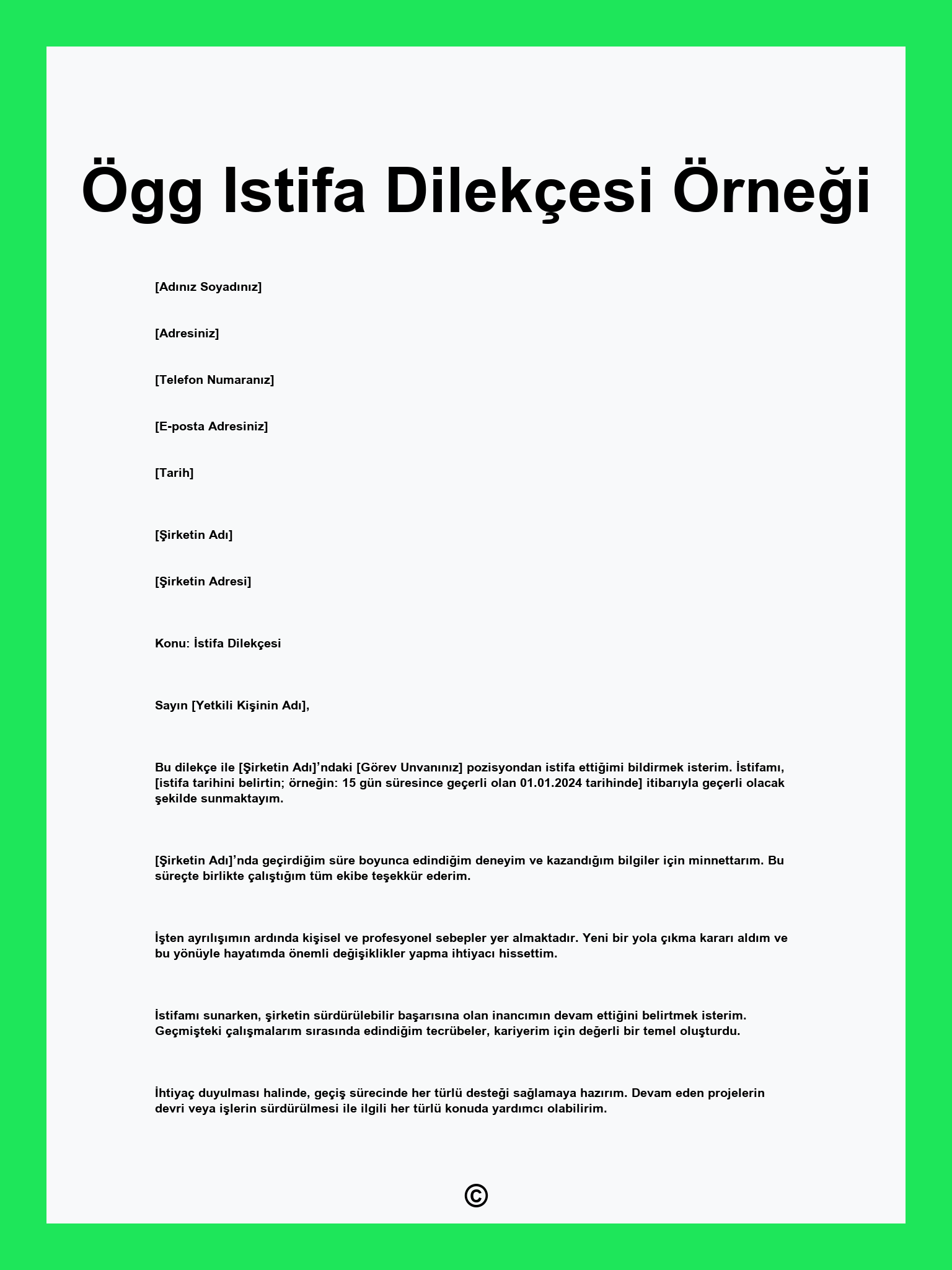 Ögg Istifa Dilekçesi Örneği