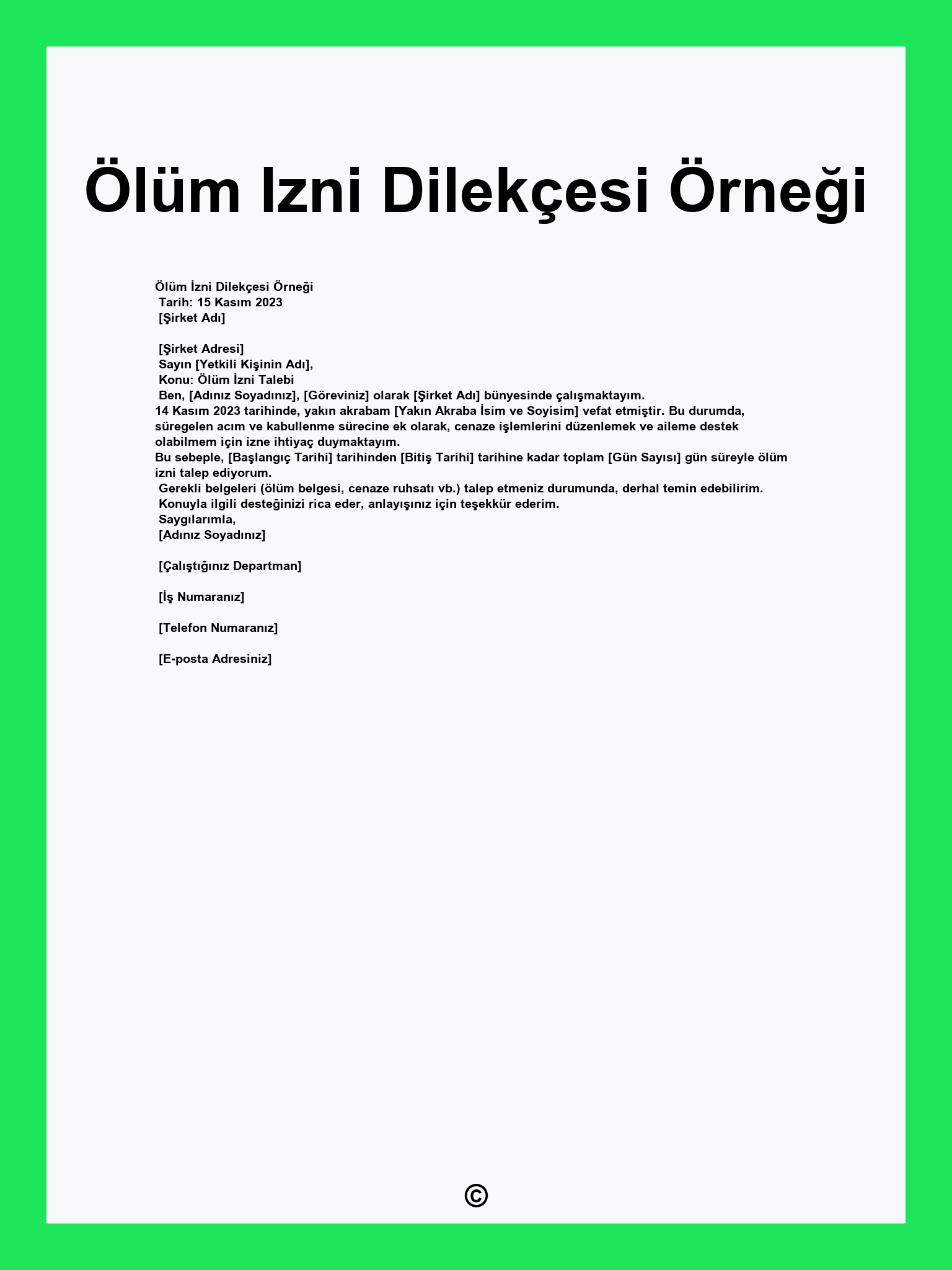 Ölüm Izni Dilekçesi Örneği
