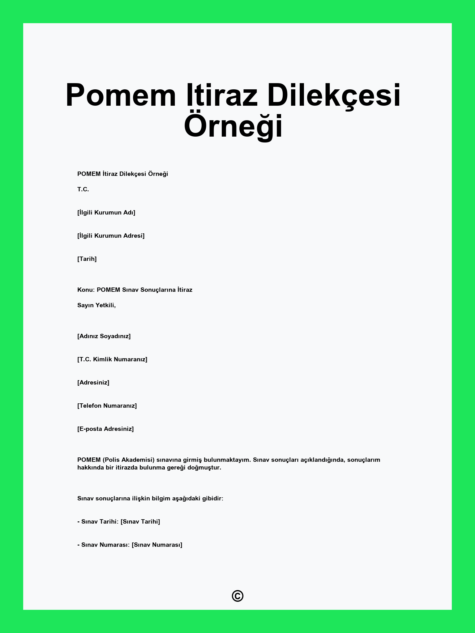 Pomem Itiraz Dilekçesi Örneği