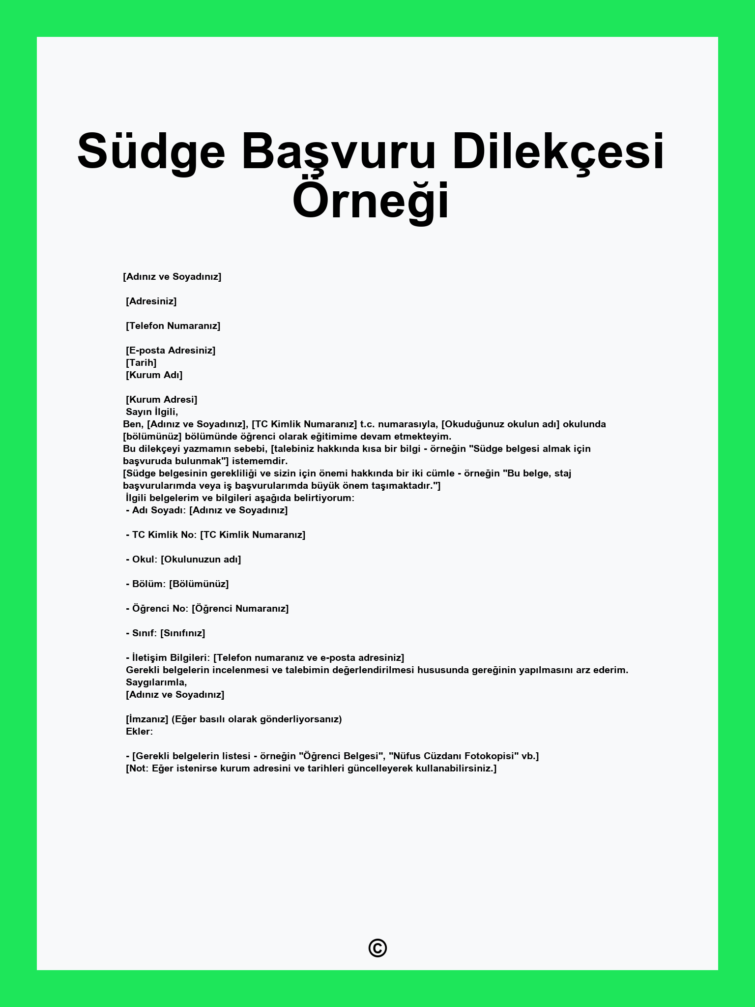 Südge Başvuru Dilekçesi Örneği