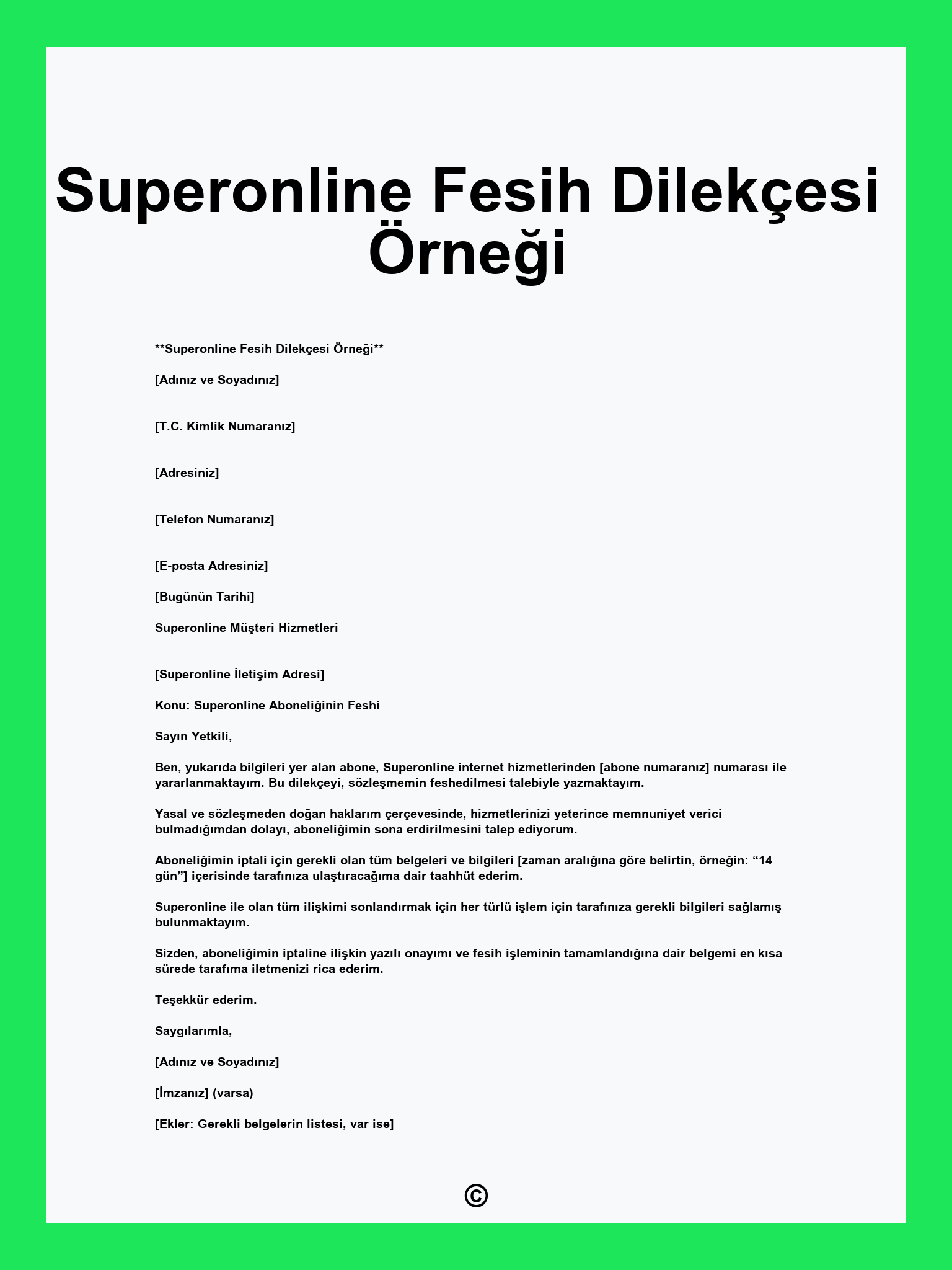 Superonline Fesih Dilekçesi Örneği