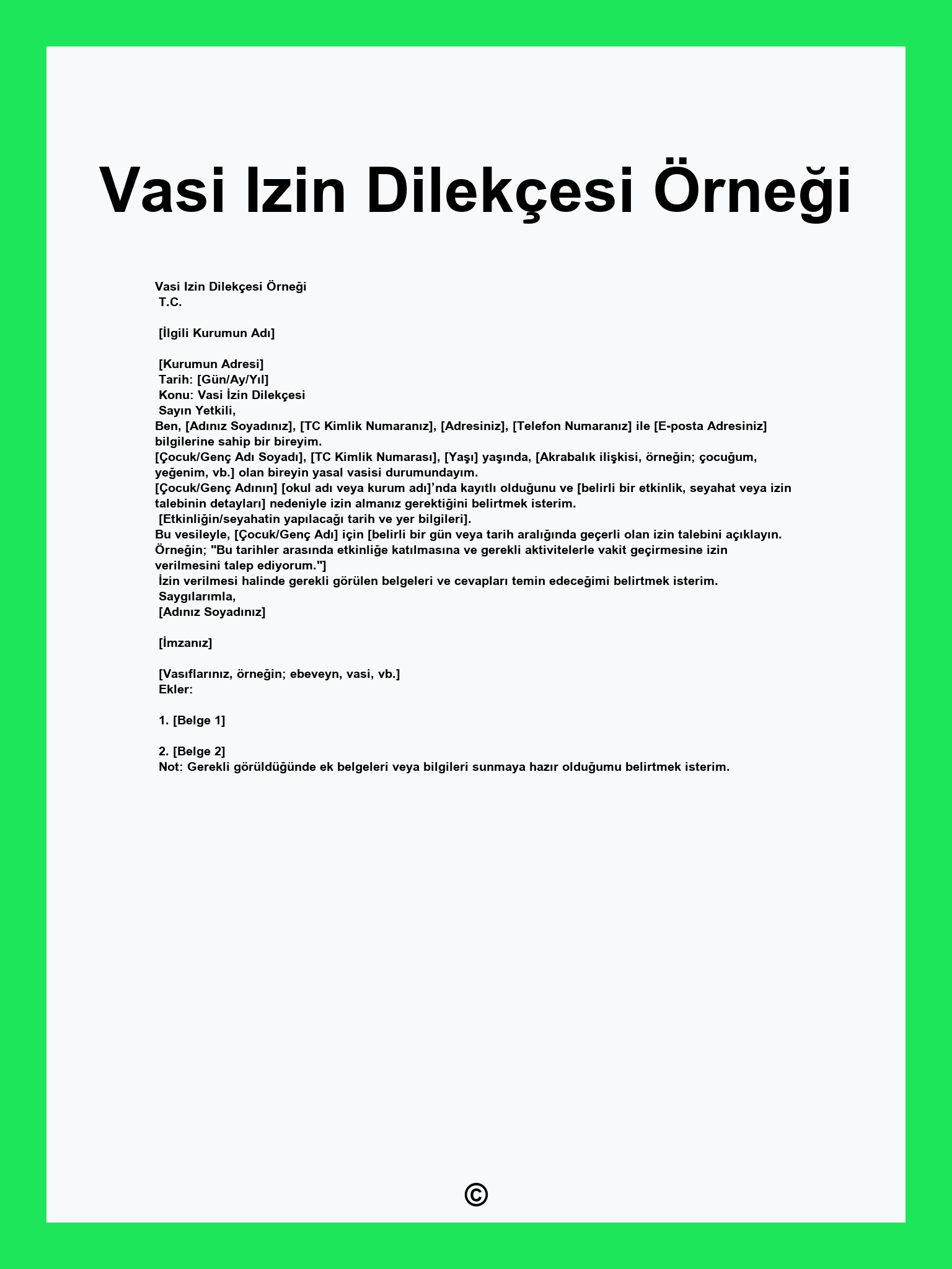 Vasi Izin Dilekçesi Örneği